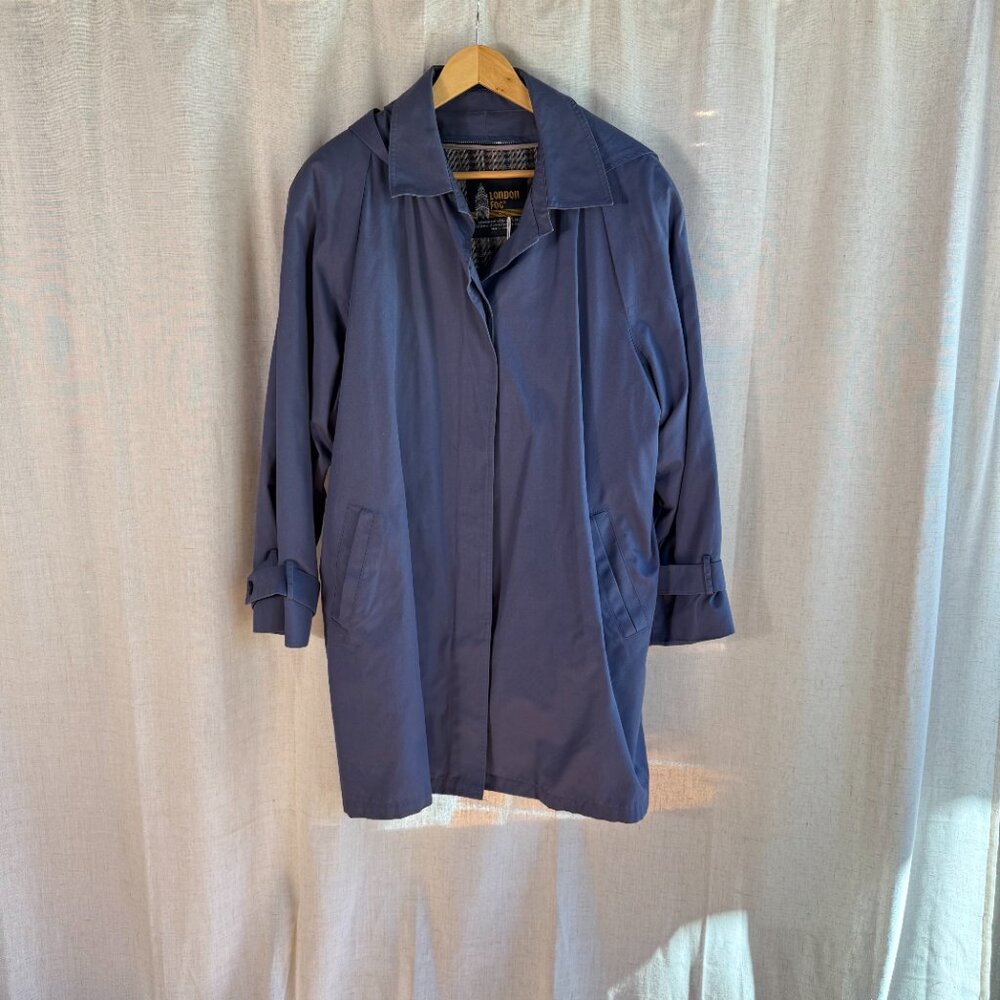 Vintage London Fog Hooded Trench Coat | Plaid Lined Raincoat (16 Regular)